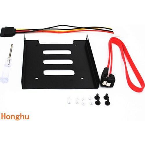SSD HDD Mounting Bracket 2.5 to 3.5" Internal Hard Disk Drive Kit Cables 2.5 hard disk drive to 3.5 bay tray caddy one set