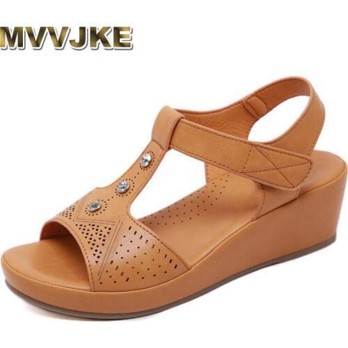 MVVJKEWomen Sandals New Summer Fashion crystal Gladiator Wedges Shoes Woman Slides Peep Toe Solid Lady Casual Platform sandals