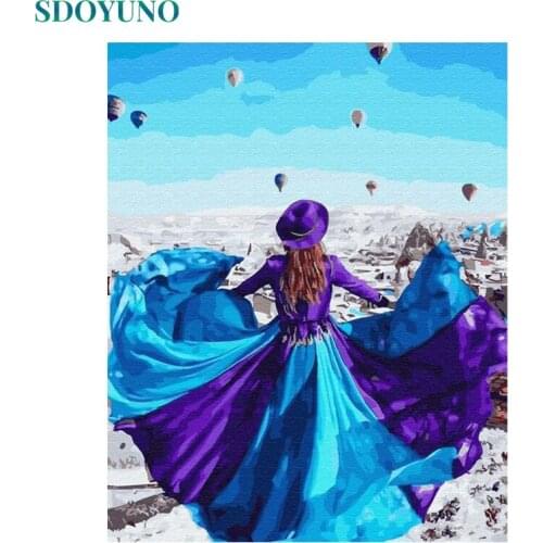 SDOYUNO 60x75cm Paint By Numbers Kits Frameless DIY Figure Oil Painting By Numbers On Canvas Scenery Digital Hand Painting Wall