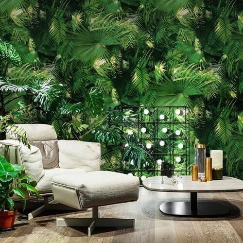 Nordic Green Plant Golden Banana Leaf Wallpaper 3D Bedroom Living Room Dining Room Kitchen Wall Decor PVC Waterproof Wallpaper