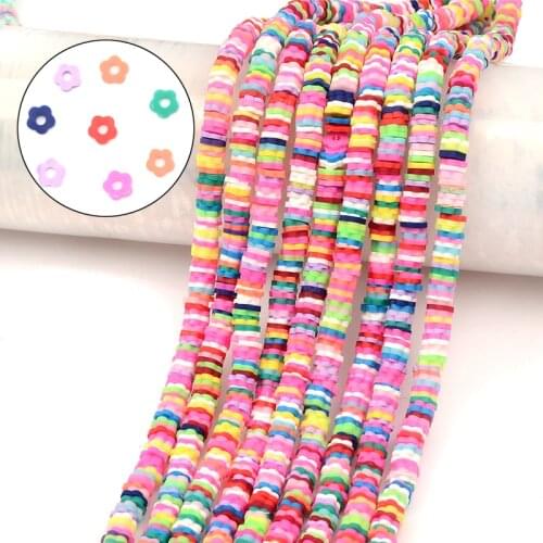 About 300~320pcs 6mm Flower Flat Round Polymer Clay Beads Chip Disk Loose Spacer Handmade Beads For DIY Jewelry Making Bracelet