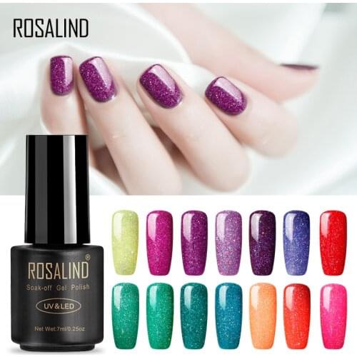 ROSALIND Rainbow Nail Polish 7ml Gel Vernis Semi Permanent For Nail Art Design Gel Nail Polish Soak Off UV LED Lamp Gel Lacquer