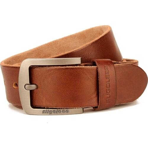 Men Top Layer Leather Casual High Quality Belt Vintage Design Pin Buckle Genuine Leather Belts For Men Original Cowhide