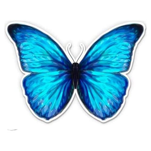Blue Morpho Butterfly Beautiful - 3" Vinyl Sticker - For Car Laptop I-Pad Phone Helmet Hard Hat - Waterproof Decal