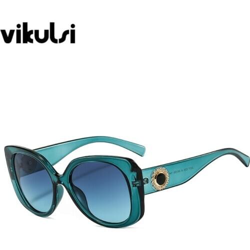 Blue Vintage Oversized Shades Sunglasses Women Men Traveling Rhinestone Sun Glasses for Woman Square Glasses zonnebril dames