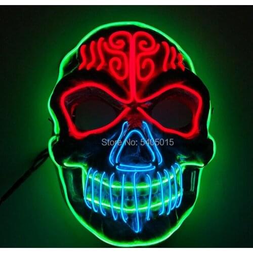 Glowing Horror Skull EL Wire Mask Halloween Cosplay Party Costume Luminous LED Mask For Carnival Rave