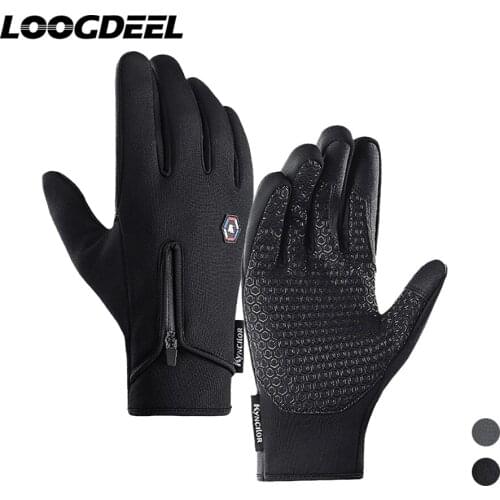 LOOGDEEL Running Gloves Outdoor Sport Five Finger Fingertip Touch Screen Anti-slip Waterproof Full Palm Silicone Runnning Gloves