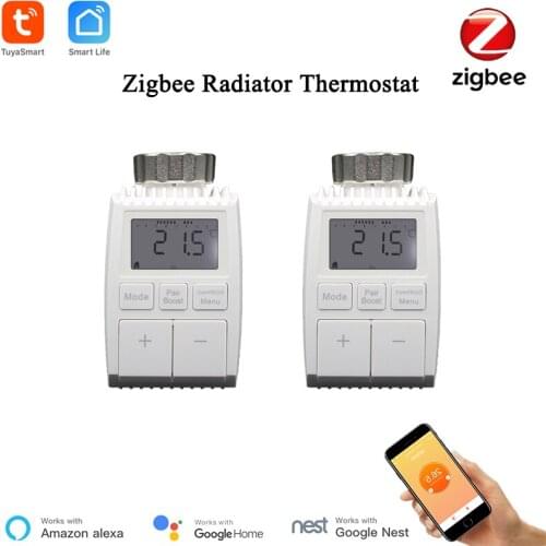 Tuya Zigbee Radiator Thermostat Smart Heater Thermostatic Radiator Wireless Control Electric Floor Heating Alexa Compatible