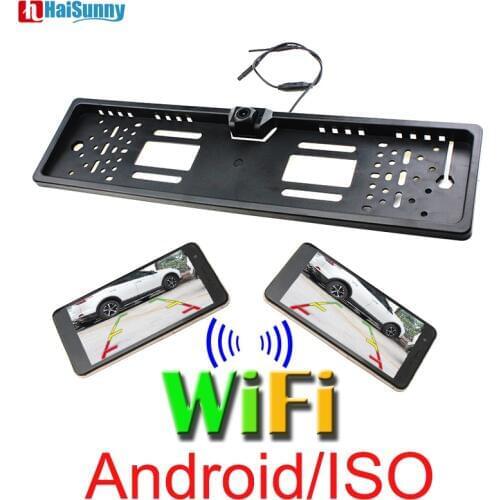 Wifi Backup Reverse Night Vision Camera Wifi Rear View Camera With Car European Russia License Plate Frame For Android IOS