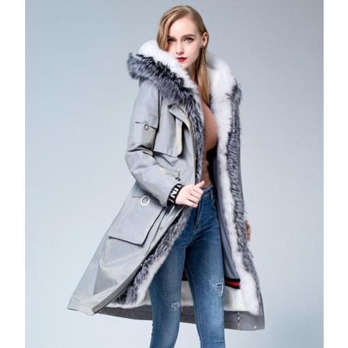 Real Parka Natural Rabbit Liner Long Coats Winter Jacket Women Fox Fur Collar Warm Overcoat Parkas Mujer 2020 MY