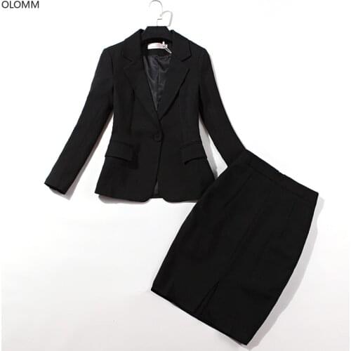 Womens suits 2019 autumn new professional womens casual slim single button black small suit skirt two-piece suit