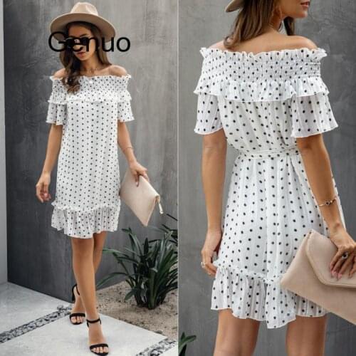 Women Sexy Party Dress For Womens Summer 2020 Female Off Shoulder Dot Casual Black Beach Dresses Femme White Vestidos