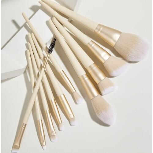 10Pcs Professional Eyes Makeup Brushes Set Wood Handle Eyeshadow Eyebrow Eyeliner Blending Powder Smudge Brush