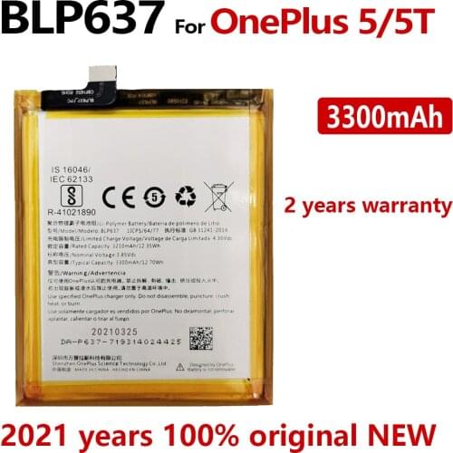100% Original For Oneplus BLP637 For OnePlus 5 5T One Plus 5 5T Genuine Phone Battery 3300mAh BATTERIA NEW DATE+ tracking number
