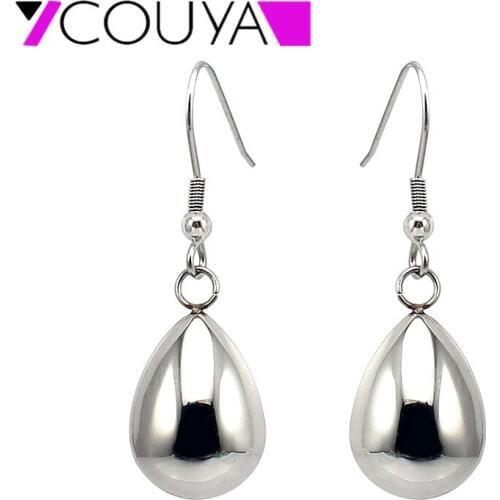 2017 New Fashion Stainless Steel Pear Water Teardrop-shaped Dangle Earrings Ladies silver color Waterdrop Jewelry Anti Allergic
