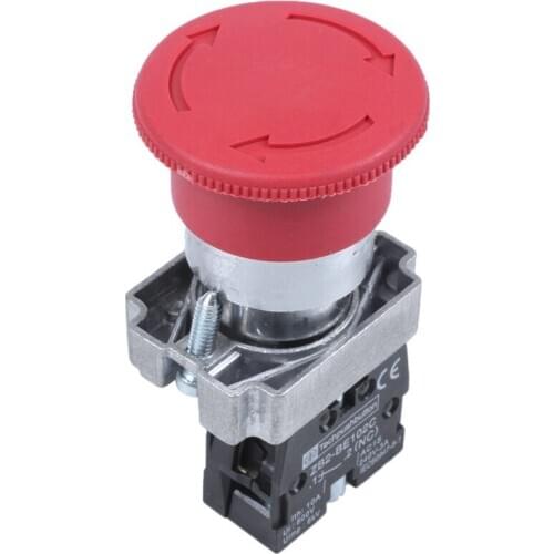 22mm NC Red Mushroom Emergency Stop Push Button Switch 600V 10A
