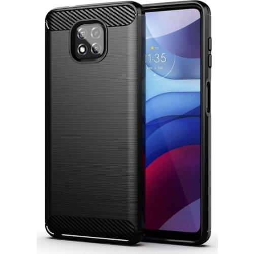 Shock Absorption Cover Soft TPU Anti Scratch Carbon Fiber Design Back Case With Screen Protector for Motorola Moto G Power 2021