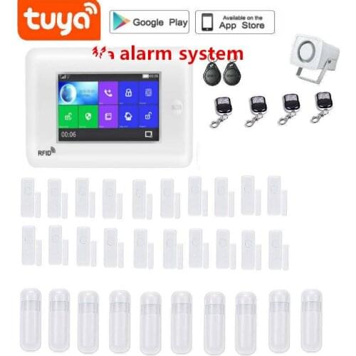 Tuya Wireless Home WIFI 4G GSM GPRS Burglar Home Security With Motion Detector Sensor Burglar Alarm System APP Control