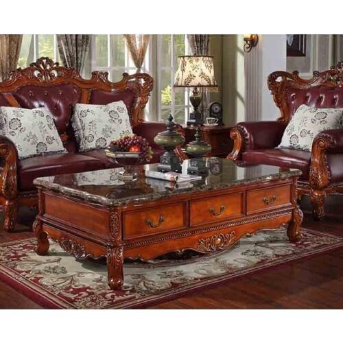 Marble top big coffee centre table with 6 drawer storage marble top WA681