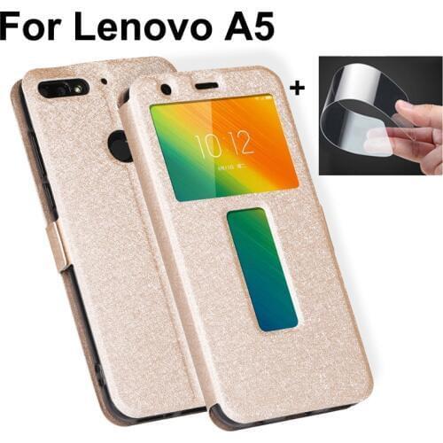 Phone cover For Lenovo A5 case cover open window leather case LenovoA5 Flip cases For Lenovo A5 L18011 case back cover shell