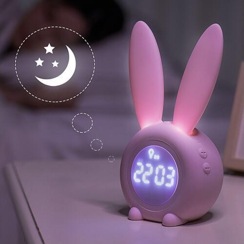 Cute Rabbit Shape Digital Alarm Clock With Led Night Light Function USB Charging Magnetic Cartoon Silicone Lamp Wall Clocks
