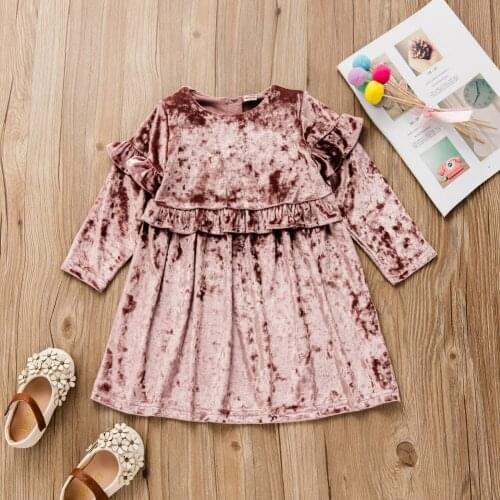 Sweet Lace Collar Velor Elegant Princess Dresses Autumn Winter Kids Long Sleeve Dresses Children Velvet Princess Dress 2-6 Y
