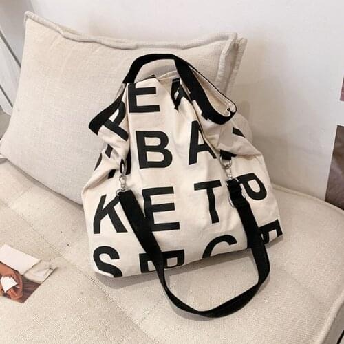 Letter Designer Large Capacity Canvas Big Shoulder Crossbody Bag for Women 2021 Summer Fashion Casual Purses and Handbags