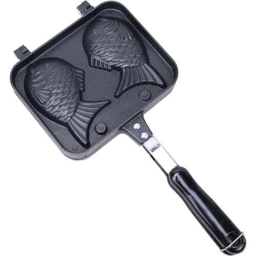 Home Japanese Non-stick Taiyaki Fish Shaped Bakeware Waffle Pan Maker 2 Molds
