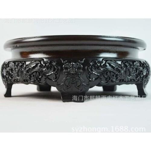 [Rain] Zhong mahogany mahogany ebony wood ornaments Kistler jade vase bonsai aquarium base 25cm Specials