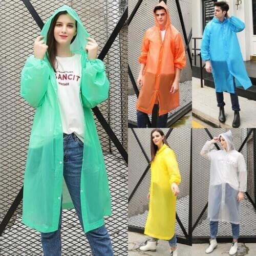 HOT Family Raincoats Women Men Adults EVA Transparent Hooded Raincoat For Rain Coat Outdoor Rainwear Waterproof Coat Cover