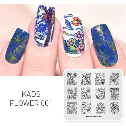KADS New Arrival Flower 001 Series Sunflower & Birds Beauty Nail Tools Patterns DIY Decoration Nail Art Stamping Plate