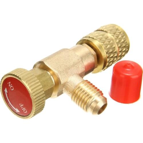 1pc Charging Hose Flow Control Valve 1/4" SAE Male To 5/16" SAE Female R410A Retention Control Refrigerant Valve Adapter