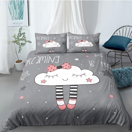 Cute Boy Girls Bedding Set Cartoon Printed Single Twin Full Queen King Size Bedclothes Childrens Kids Bedroom Duvet Cover Sets