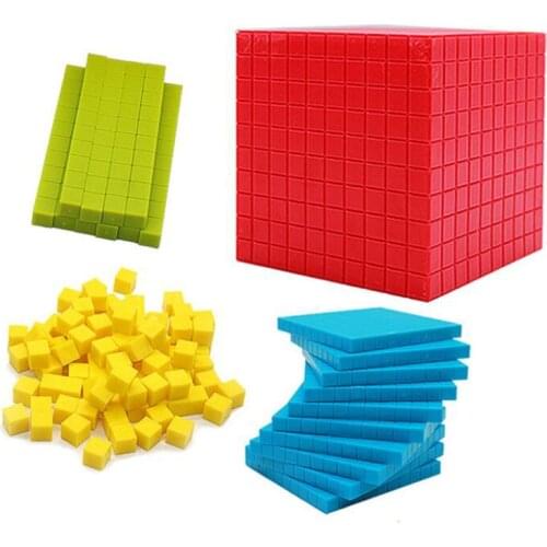 121pcs Montessori Math Decimal Cube 4 shapes Kids Preschool Educational Toys 10cm 1cm
