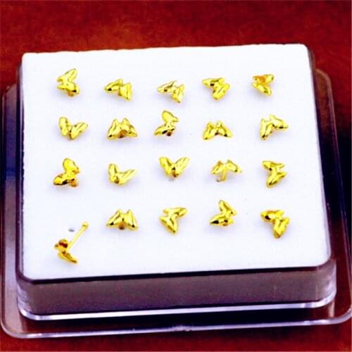 20PCS/Box Fashion Butterfly Nose Nail Silver Nose Ring Nose Decoration Piercing Jewelry Gift