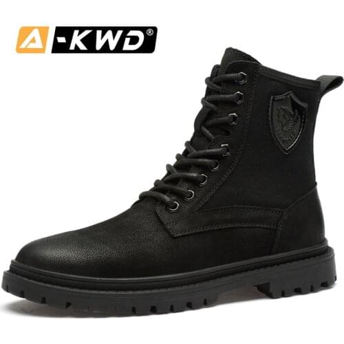 Genuine Leather Men Shoes Winter Warm Fashion Mens Boots Chaussure Montante Homme New Men Boot High Top Work Shoes Men Sneakers