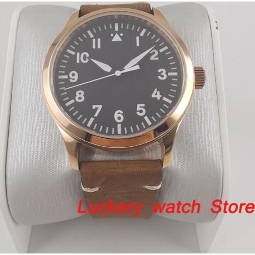 42mm mens watch Rose gold case black sterile dial White mark with luminous display sapphire glass Automatic watch-CA50
