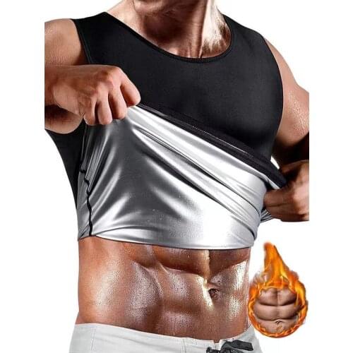 Mens Waist Trainer sports corset sweatshirt top with silver coated mens sweatshirt body sculpting sauna vest