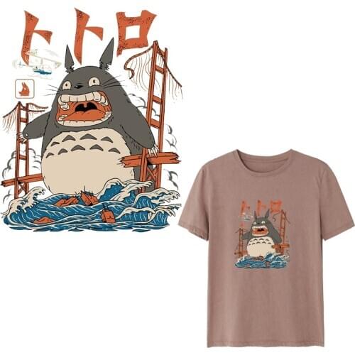 DIY Totoro Patch Cat Iron On Transfers Patches For Clothes Stripes Thermo Stickers Heat Transfer Vinyl Badge Applique
