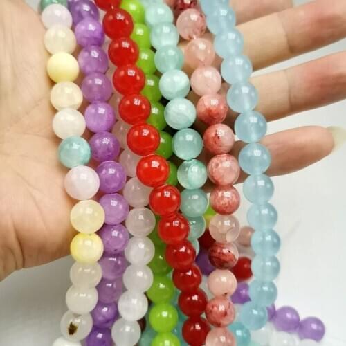 Natural Round Loose Beads Persian Jad Charm Bracelet Necklace for Female Jewelry Making DIY Wholesale 15" Free Shipping