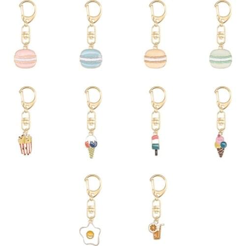 2019 Latest Simple Female Keychain Macarons Ice Cream Shell Shape Pendant Alloy Material Key Chain Jewelry Gift Direct Sales