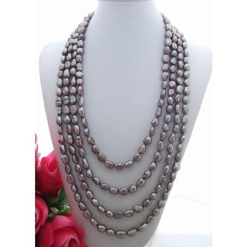 NEW 100'' Grey Pearl Necklace