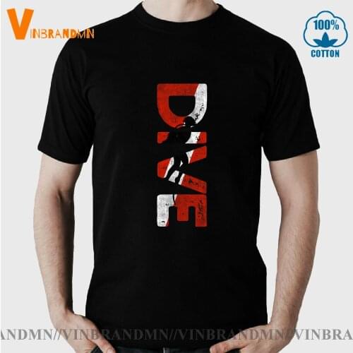 New Design Vintage Distressed Scuba Diver T shirt men Retro Scuba diving T-shirt Scuba Dive Flag Printed Tee shirt