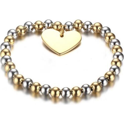 Brand new Stainless Steel Fashion New Design bracelet Bead Chain Heart Charms Bracelet 8