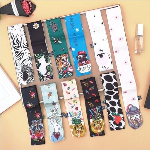 Beach bag scarf fashion womens silk scarf hair headband tied handbag handle ribbon bandana multifunctional girl shawl scarf G7