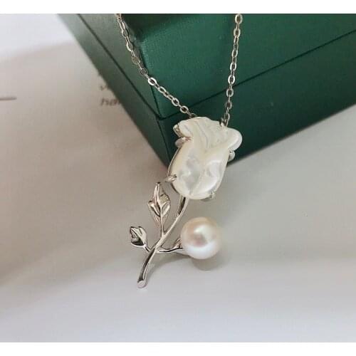Fine Jewelry 8-8.5mm 925 Sterling Silver Natural Fresh Water Akoya White Pearl Pendant Necklaces for Women FIne Pearls Pendants