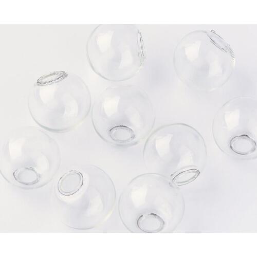 Half Drilled Clear Round Mechanized Blown Glass Globe Beads for Stud Earring Fings or Crafts 8/10/12/14/16/18mm