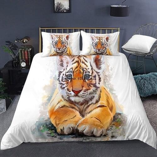 Cute Animals Tiger 3D Printed Bedclothes Duvet Cover Bed Twin/Queen/King Size Bedding Set for Adults Large Bedspread Pillowcase