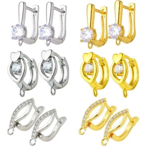 Kpop cubic zirconia earrings hook jewelry accessories suitable for DIY tassel crystal earring making supplies jewerly making
