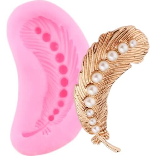 Pearl Feather Cookie Baking Silicone Mold Wedding Cake Decorating Tools Cupcake Topper Fondant Mould Candy Clay Chocolate Molds